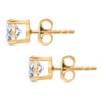 Royal Bali Collection - Moissanite Solitaire Stud Earring with Push Back in 18K Vermeil Yellow Gold Plated Sterling Silver 1.51 Ct._8427226_3