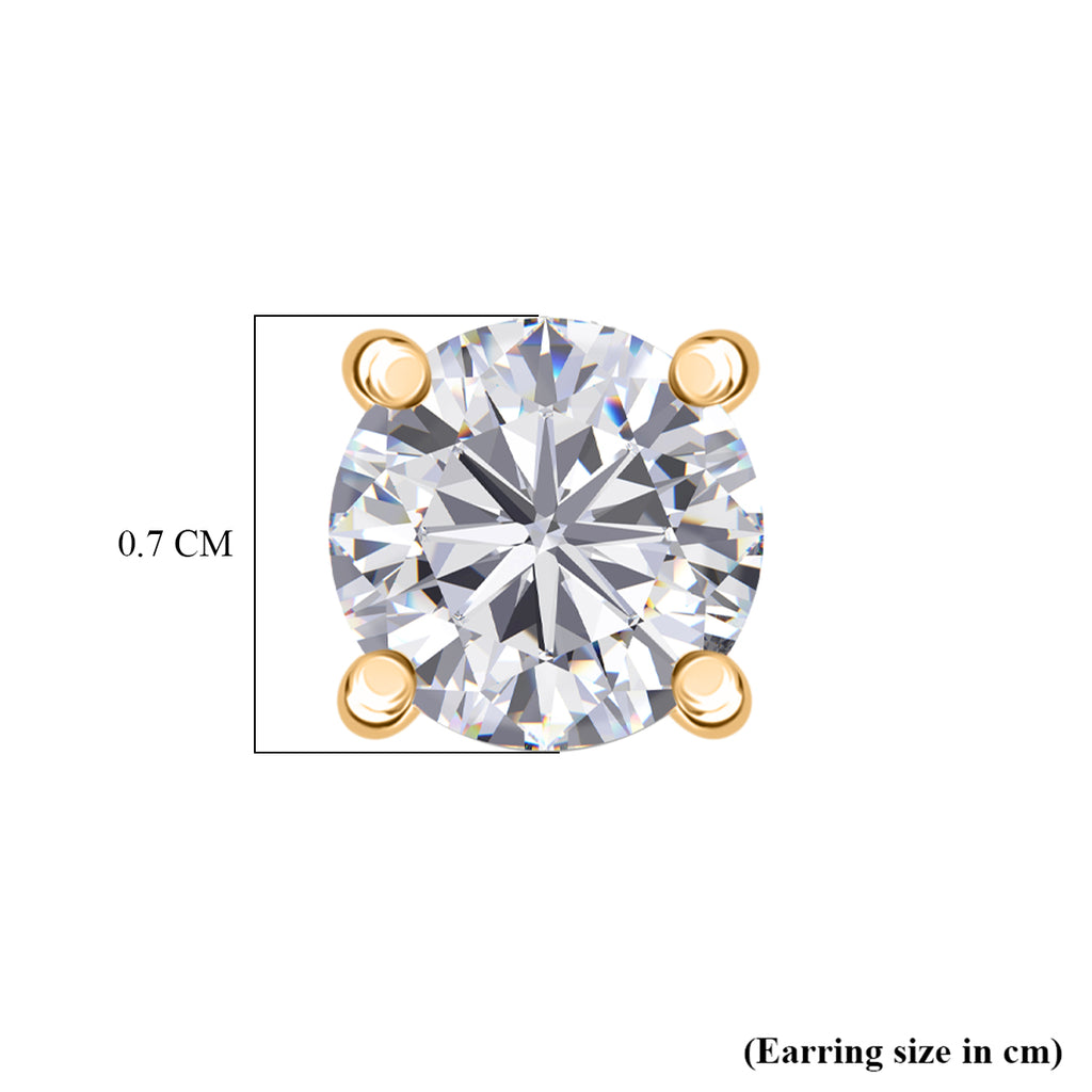 Royal Bali Collection - Moissanite Solitaire Stud Earring with Push Back in 18K Vermeil Yellow Gold Plated Sterling Silver 1.51 Ct._8427226_4