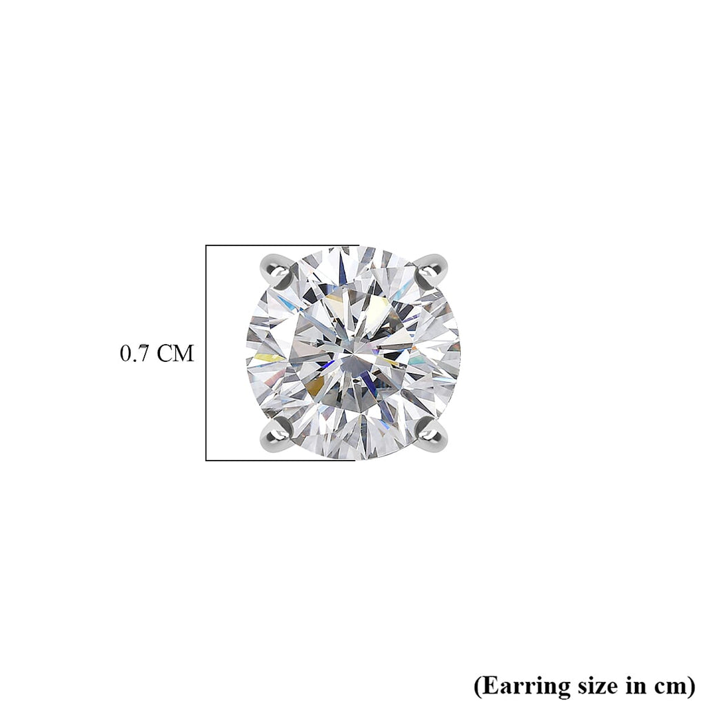 Royal Bali Collection - Moissanite Solitaire Stud Earring with Push Back in Platinum Overlay Sterling Silver 1.51 Ct._8427227_4