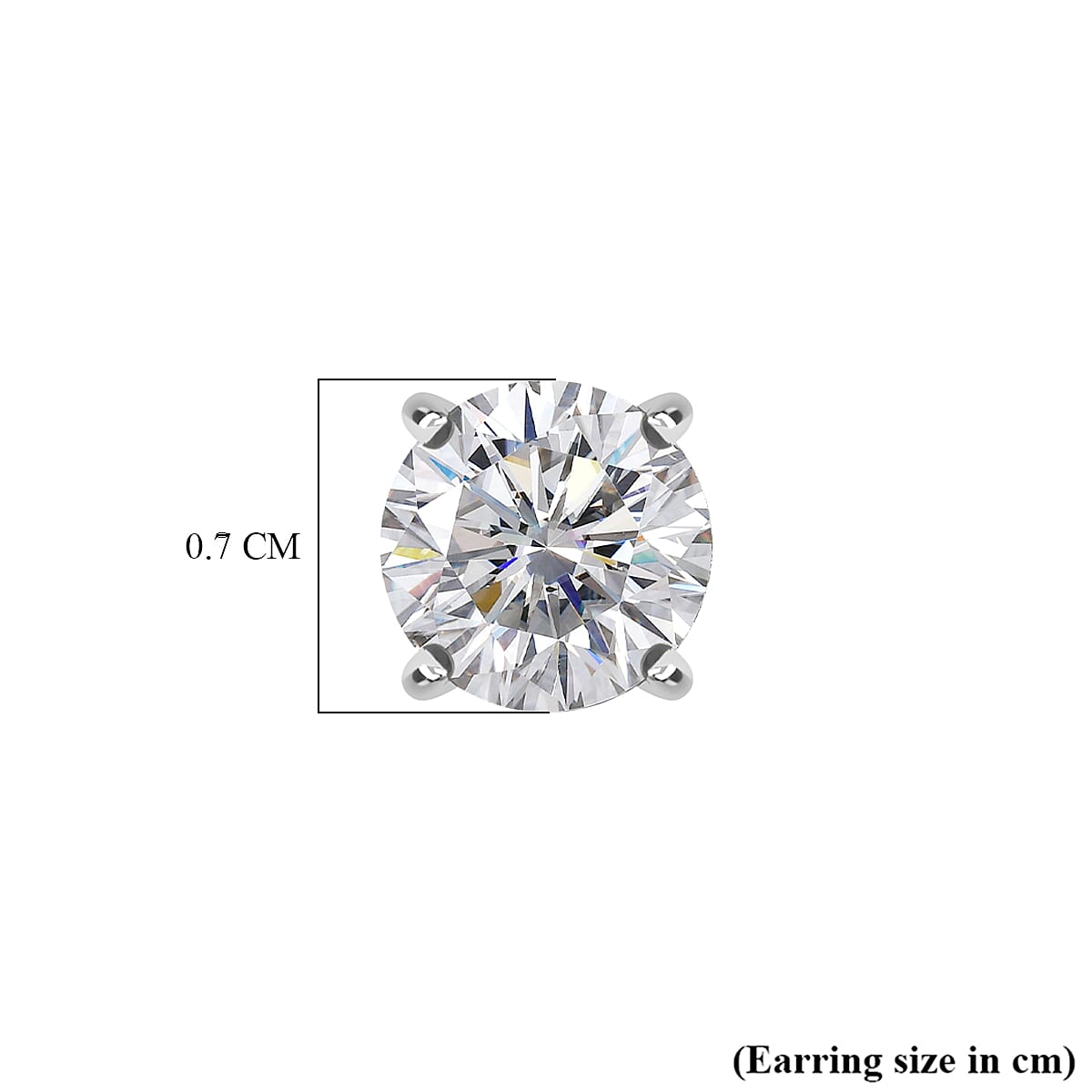 D'Joy - Moissanite Solitaire Stud Earring with Push Back in Platinum Overlay Sterling Silver 1.51 Ct. 8427227 5
