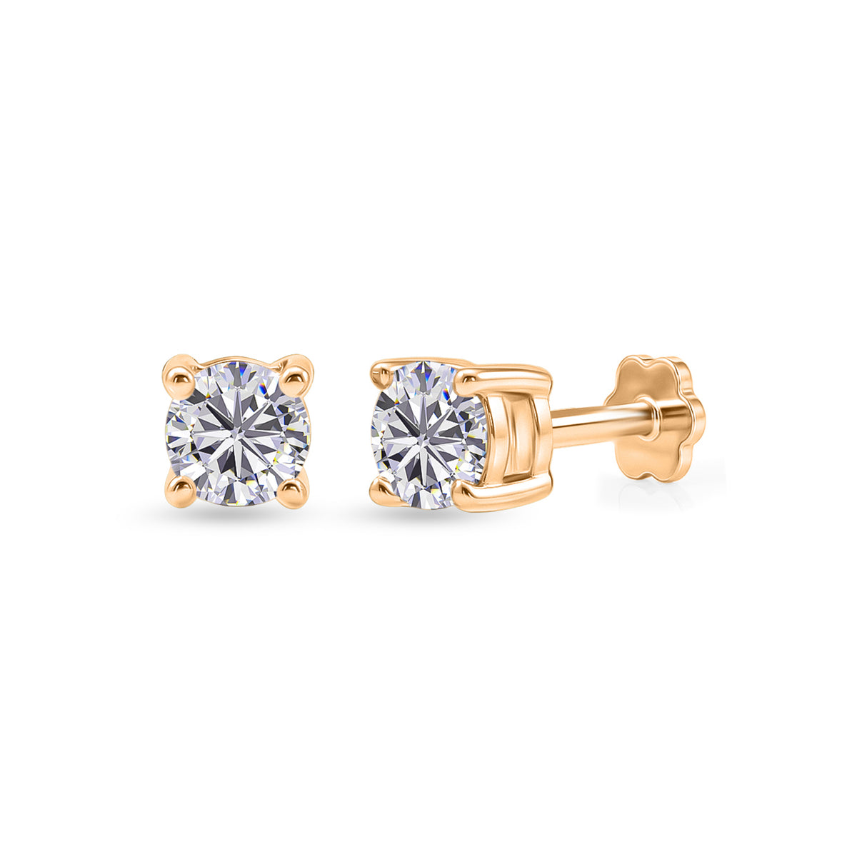 Moissanite Solitaire Stud Earring with Screw Back in Yellow Gold Plated Sterling Silver V32570282 0