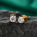 Moissanite Solitaire Stud Earring with Screw Back in Yellow Gold Plated Sterling Silver_8427229_2