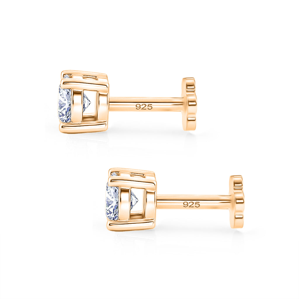 Moissanite Solitaire Stud Earring with Screw Back in Yellow Gold Plated Sterling Silver_8427229_3