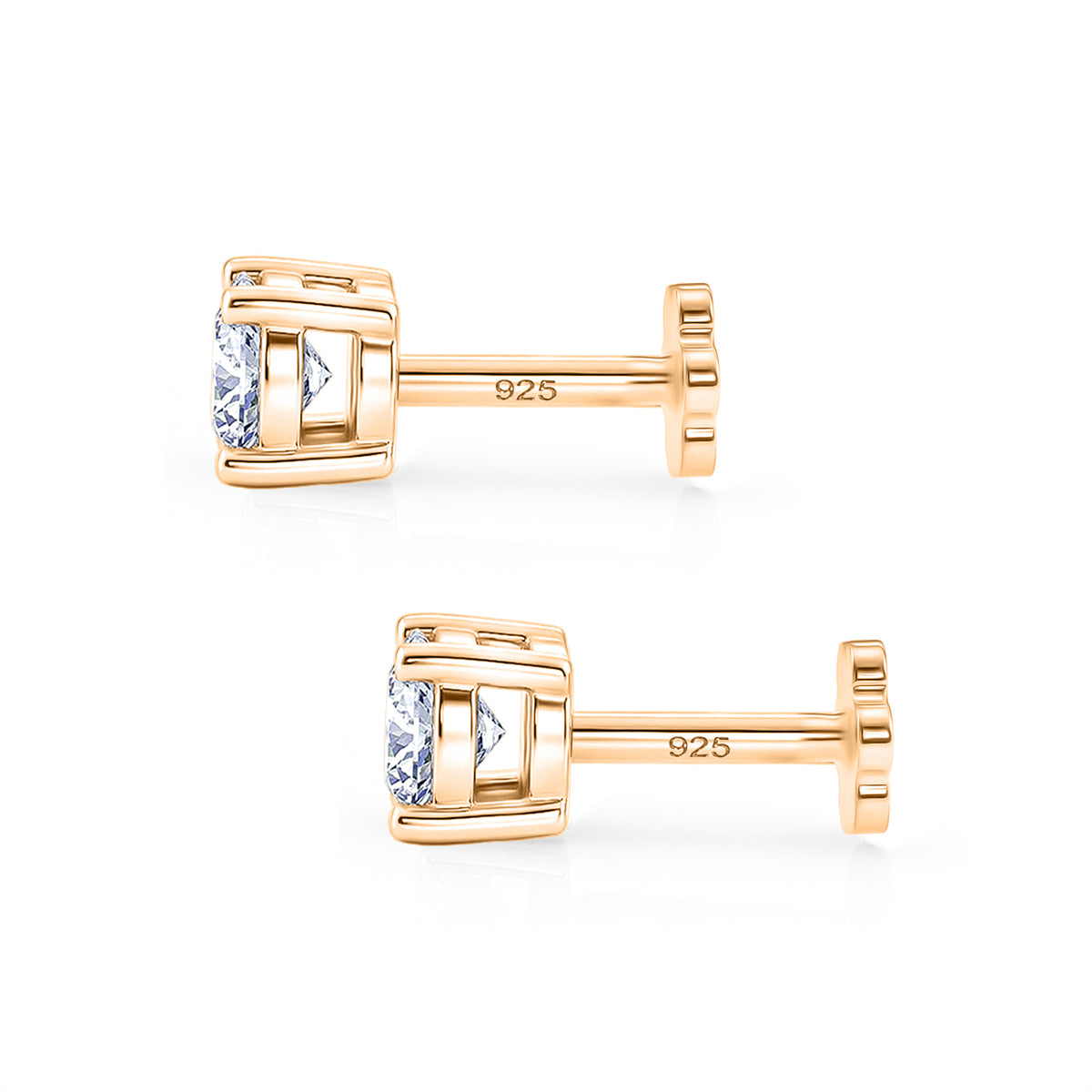 Moissanite Solitaire Stud Earring with Screw Back in Yellow Gold Plated Sterling Silver V32570282 4