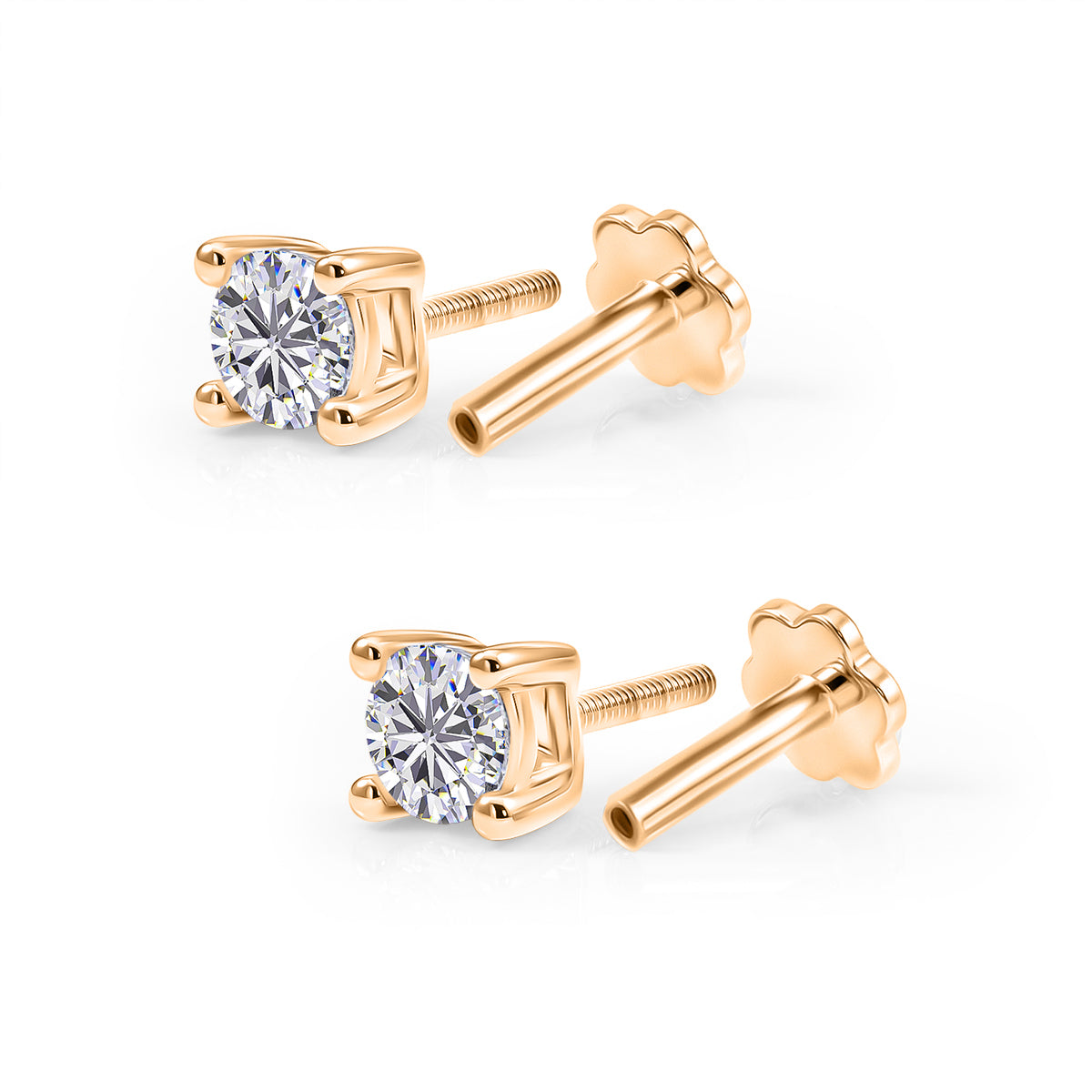 Moissanite Solitaire Stud Earring with Screw Back in Yellow Gold Plated Sterling Silver V32570282 5