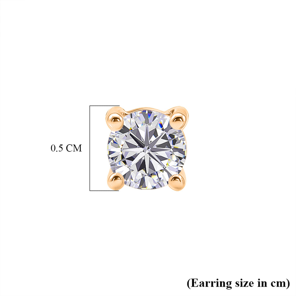 Moissanite Solitaire Stud Earring with Screw Back in Yellow Gold Plated Sterling Silver_8427229_5