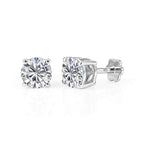 D'Joy - Moissanite Solitaire Stud Earring with Screw Back in Platinum Overlay Sterling Silver 1.54 Ct._8427233