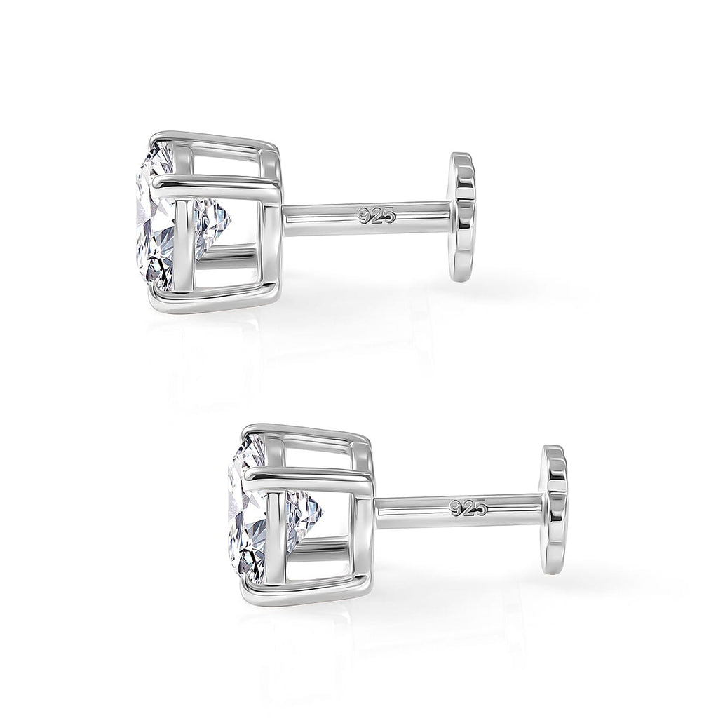 D'Joy - Moissanite Solitaire Stud Earring with Screw Back in Platinum Overlay Sterling Silver 1.54 Ct._8427233_3
