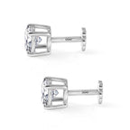 D'Joy - Moissanite Solitaire Stud Earring with Screw Back in Platinum Overlay Sterling Silver 1.54 Ct._8427233_3