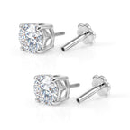 D'Joy - Moissanite Solitaire Stud Earring with Screw Back in Platinum Overlay Sterling Silver 1.54 Ct._8427233_4
