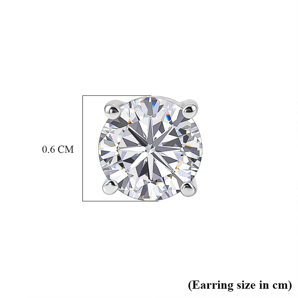 D'Joy - Moissanite Solitaire Stud Earring with Screw Back in Platinum Overlay Sterling Silver 1.54 Ct._8427233_5