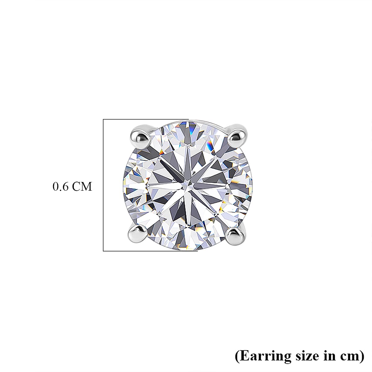D'Joy - Moissanite Solitaire Stud Earring with Screw Back in Platinum Overlay Sterling Silver 1.54 Ct. V32527176 6