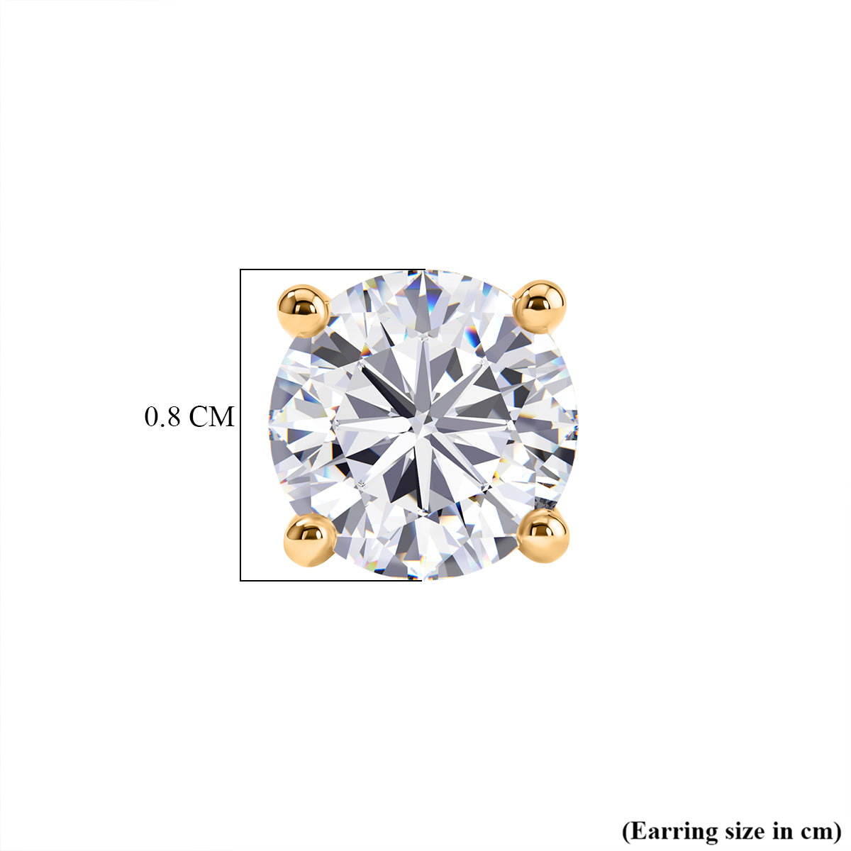 D'Joy - Moissanite Solitaire Stud Earring with Push Back in 18K Vermeil Yellow Gold Plated Sterling Silver 2.40 Ct. 8427235 5