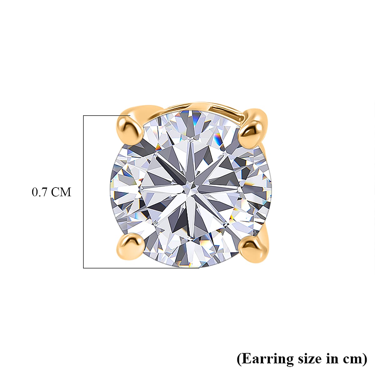D'Joy - Moissanite Solitaire Stud Earring with Poke-free Screw Back in Yellow Gold Plated Sterling Silver 2.40 Ct. 8427241 6