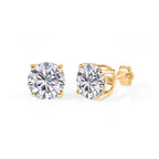 D'Joy - Moissanite Solitaire Stud Earring with Screw Back in Yellow Gold Plated Sterling Silver 3.60 Ct._8427249