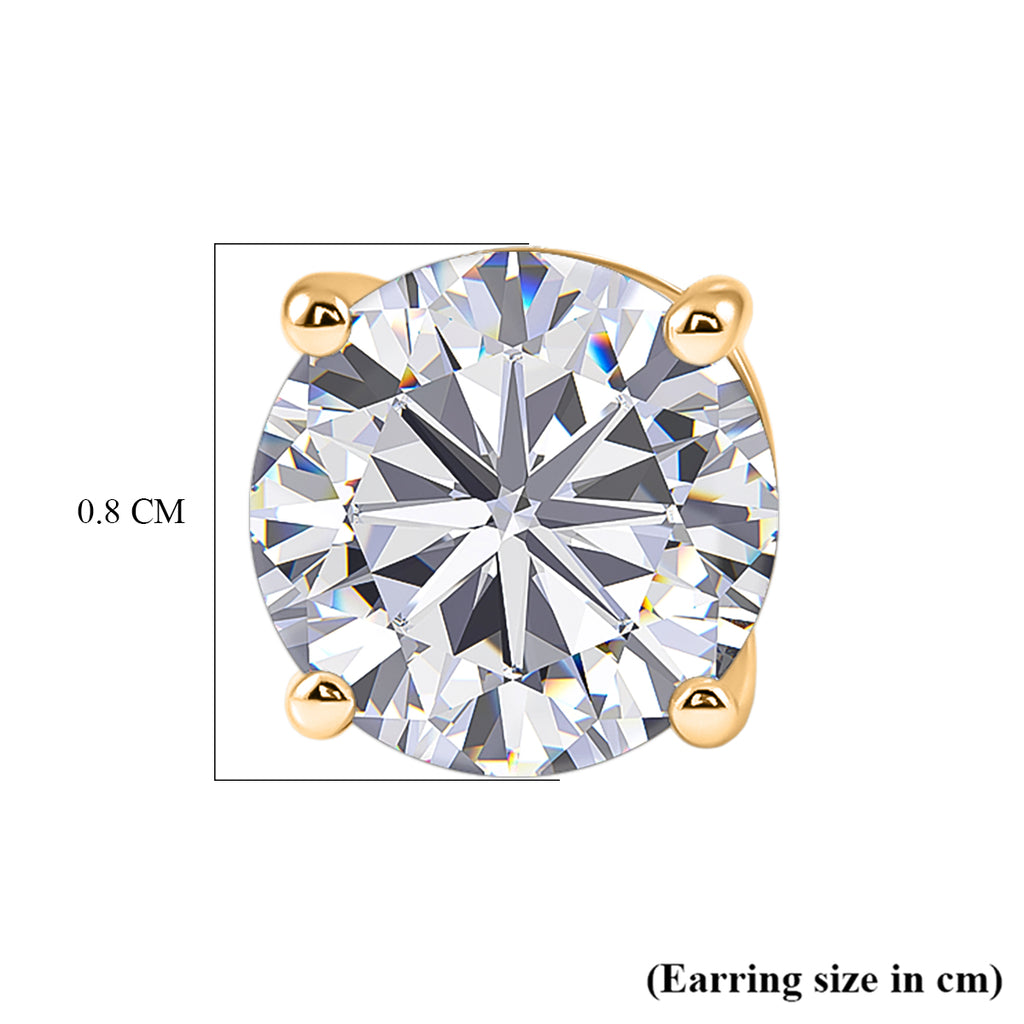 D'Joy - Moissanite Solitaire Stud Earring with Screw Back in Yellow Gold Plated Sterling Silver 3.60 Ct._8427249_5