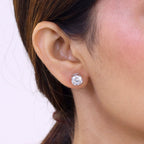 Royal Bali Collection - D'Joy Moissanite Solitaire Stud Earring with Screw Back in Platinum Overlay Sterling Silver 3.60 Ct._8427250_1