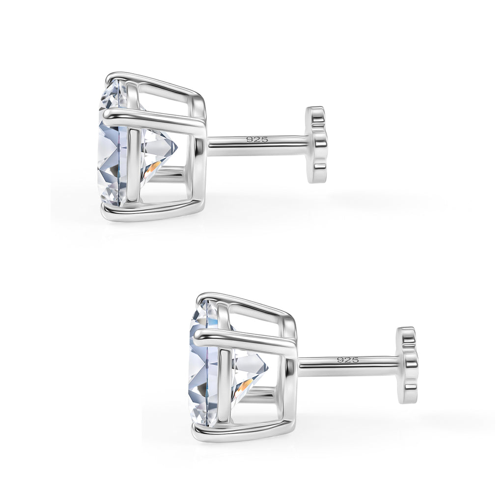 Royal Bali Collection - D'Joy Moissanite Solitaire Stud Earring with Screw Back in Platinum Overlay Sterling Silver 3.60 Ct._8427250_3