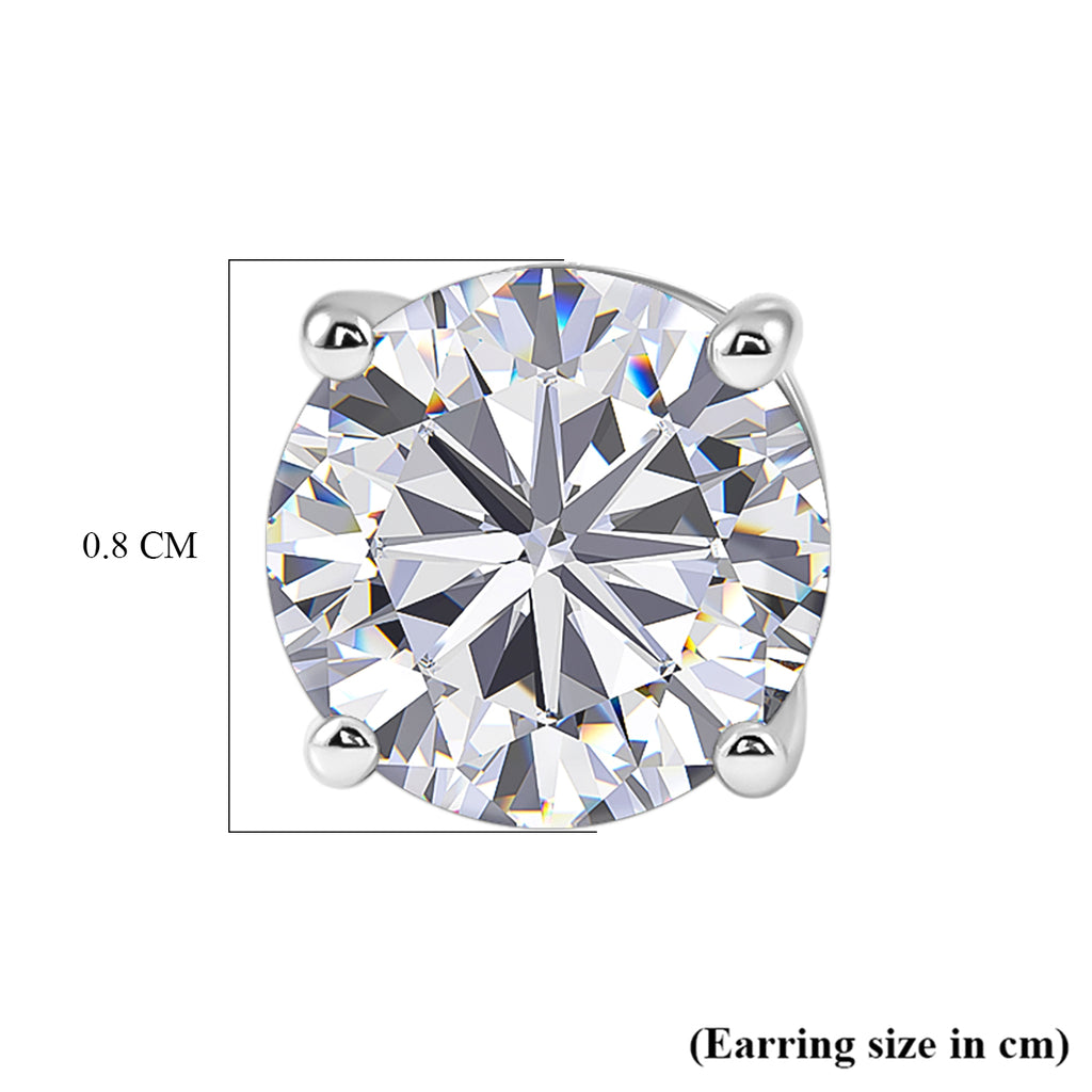 Royal Bali Collection - D'Joy Moissanite Solitaire Stud Earring with Screw Back in Platinum Overlay Sterling Silver 3.60 Ct._8427250_5