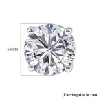 Royal Bali Collection - D'Joy Moissanite Solitaire Stud Earring with Screw Back in Platinum Overlay Sterling Silver 3.60 Ct._8427250_5