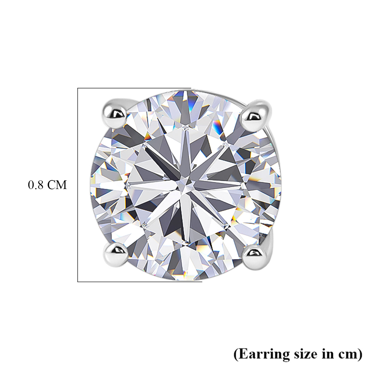 Royal Bali Collection - D'Joy Moissanite Solitaire Stud Earring with Screw Back in Platinum Overlay Sterling Silver 3.60 Ct. 8427250 6
