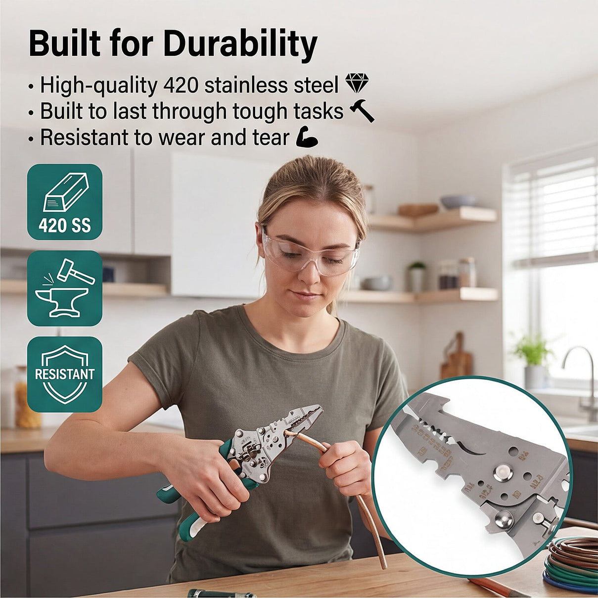 Multi-Function Foldable Wire Stripper &amp; Crimping Tool V32358001 2