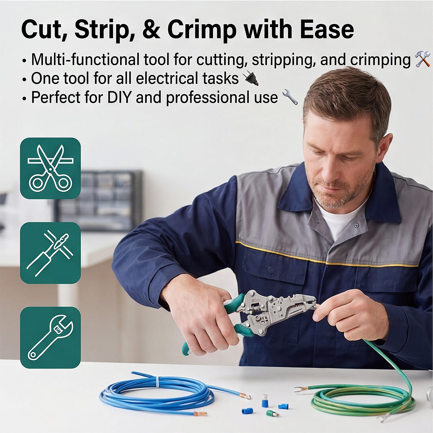 Multi-Function Foldable Wire Stripper &amp; Crimping Tool V32366566 3