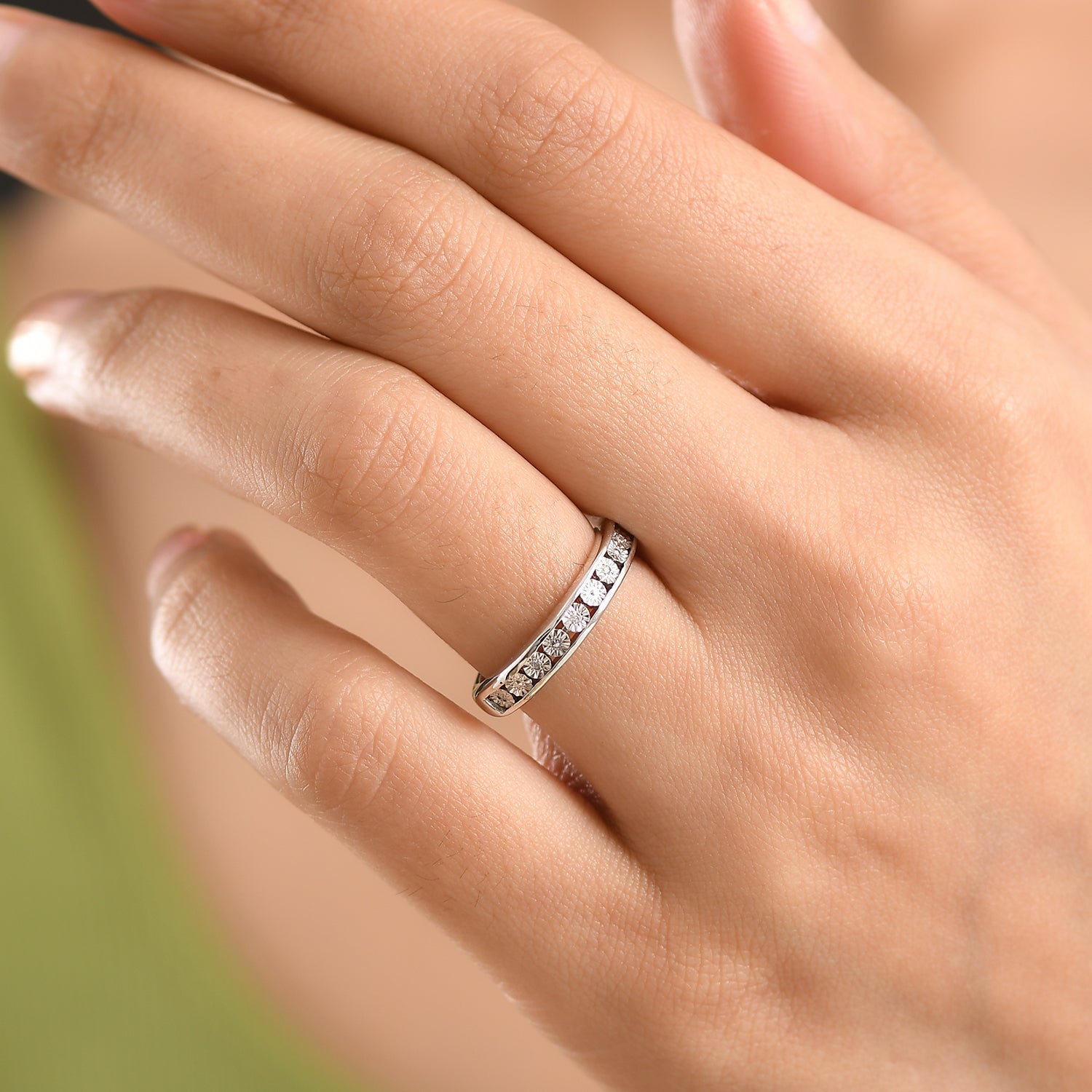 EverTrue Natural White Diamond Half Eternity Band Ring in Goldtone V32364119 2
