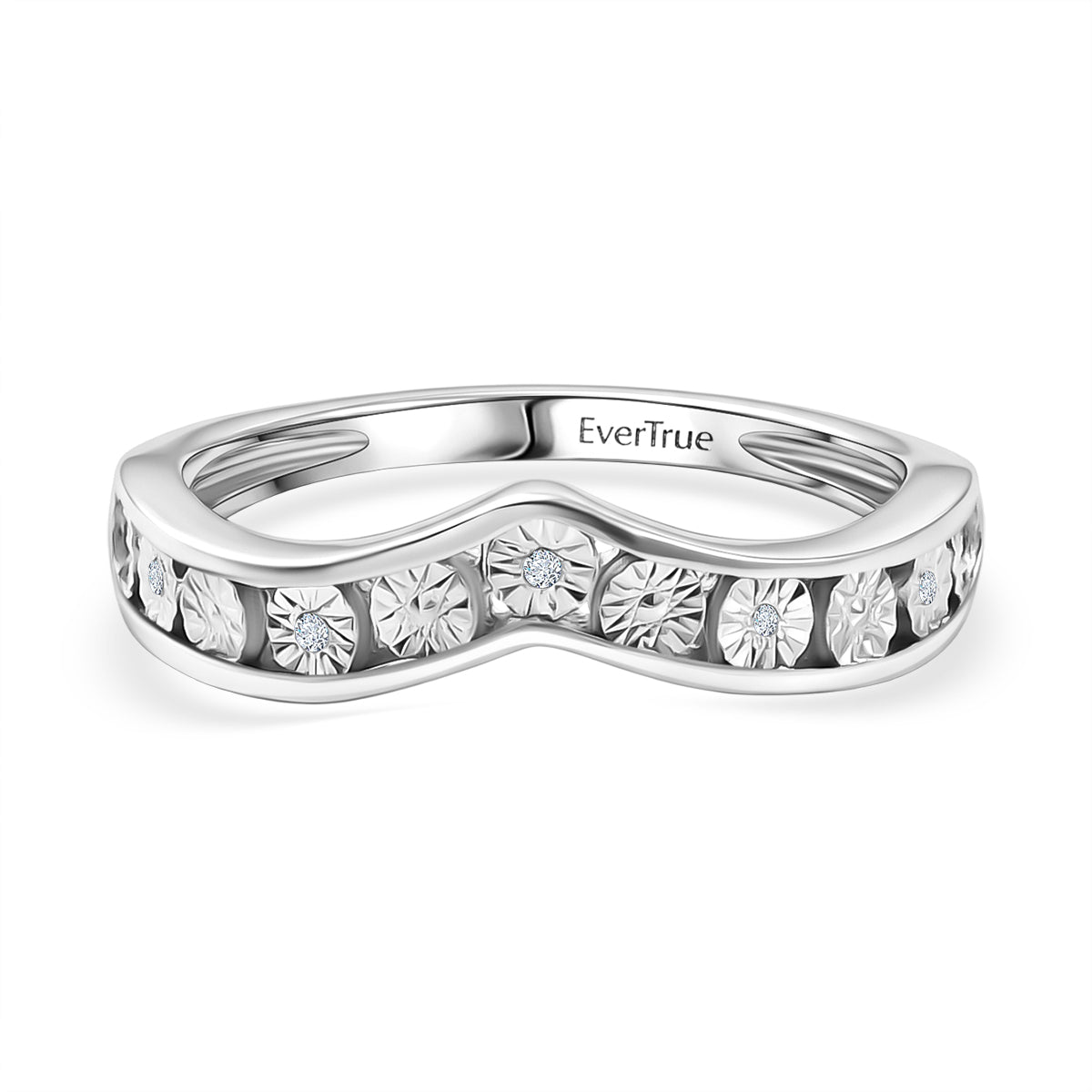 EverTrue White Diamond Wishbone Band Ring in White Tone V32530257 0