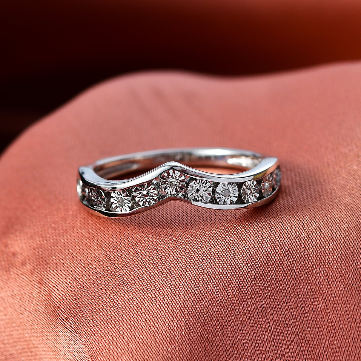 EverTrue White Diamond Wishbone Band Ring in White Tone V32530257 3
