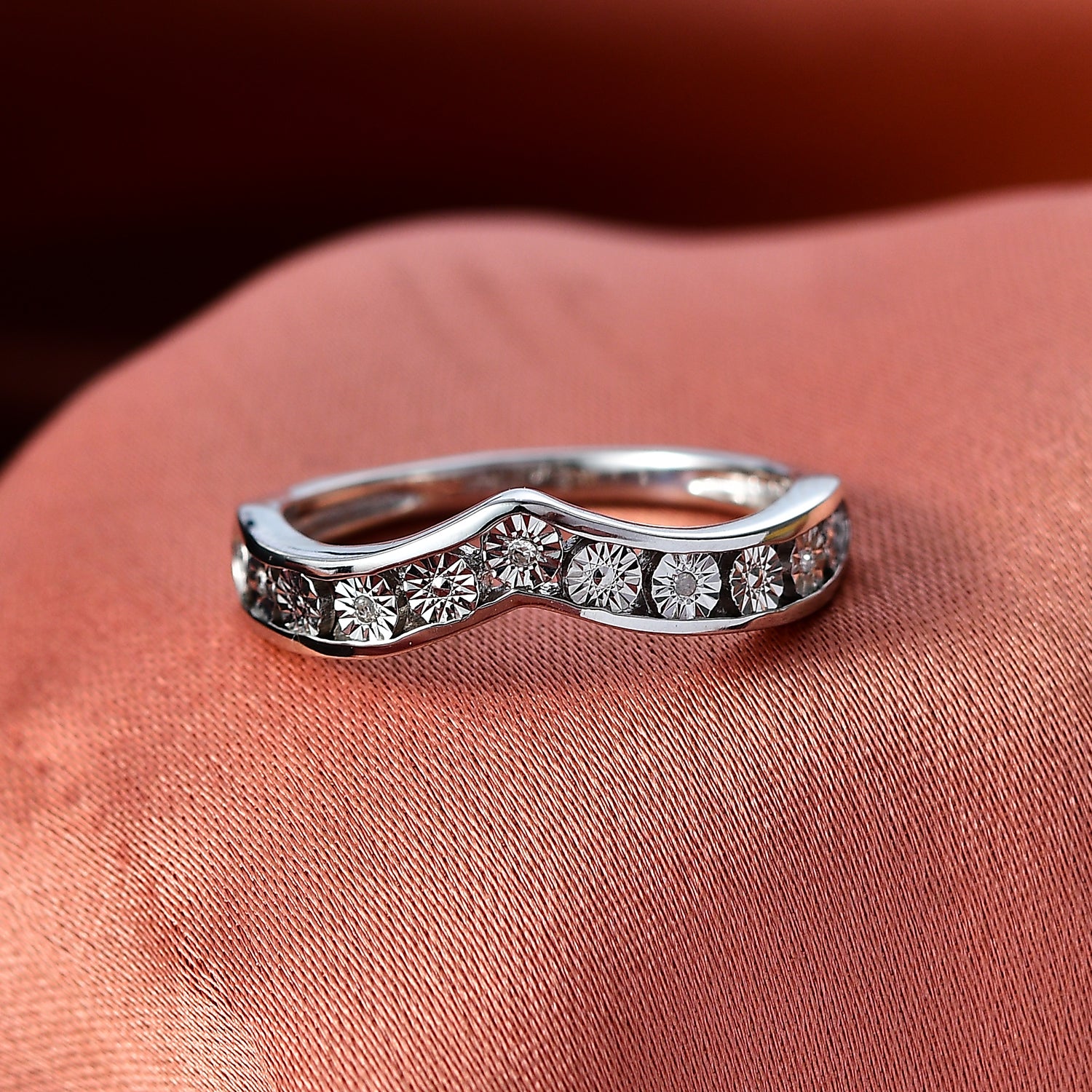 EverTrue White Diamond Wishbone Band Ring in White Tone V32530257 3