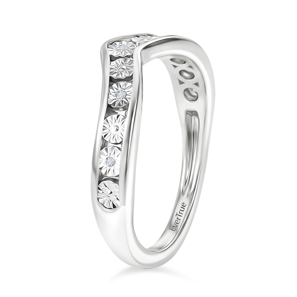 EverTrue White Diamond Wishbone Band Ring in White Tone V32530257 4