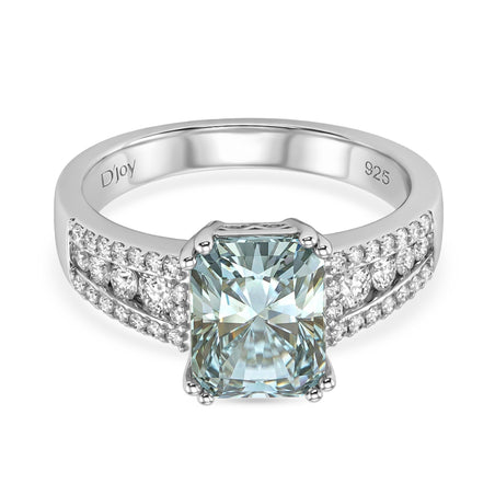 D'Joy Paraiba Moissanite Ring in Rhodium Overlay Sterling Silver  3.14 Ct. 8427965 1