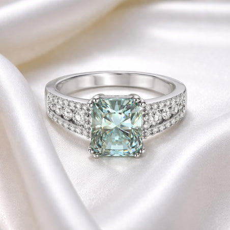 D'Joy Paraiba Moissanite Ring in Rhodium Overlay Sterling Silver  3.14 Ct. 8427965 2
