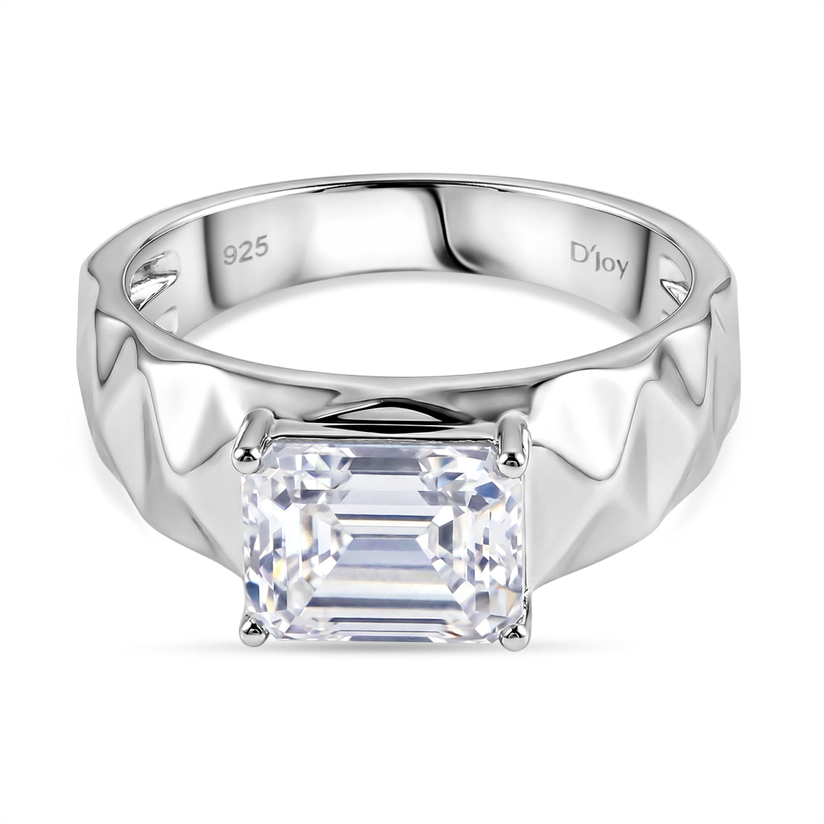 D'Joy - Moissanite Solitaire Ring in Rhodium Overlay Sterling Silver 2.70 Ct. 8428092 0