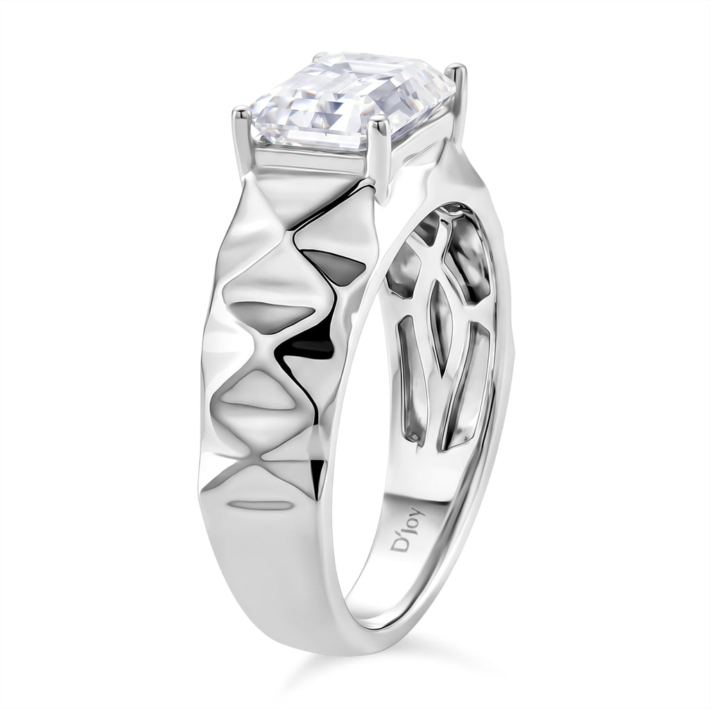 D'Joy - Moissanite Solitaire Ring in Rhodium Overlay Sterling Silver 2.70 Ct._8428092_3