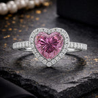 Premium Pink Moissanite Halo Heart Ring in Rhodium Overlay Sterling Silver 2.40 Ct._8428116_1