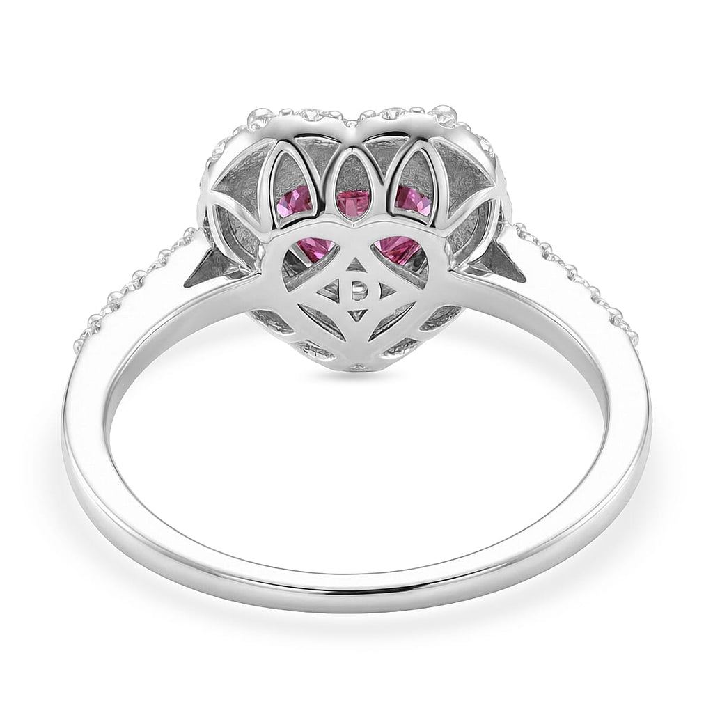 Premium Pink Moissanite Halo Heart Ring in Rhodium Overlay Sterling Silver 2.40 Ct._8428116_4