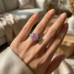 Premium Pink Moissanite Halo Heart Ring in Rhodium Overlay Sterling Silver 2.40 Ct._8428166_2