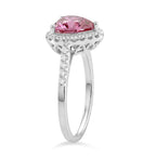 Premium Pink Moissanite Halo Heart Ring in Rhodium Overlay Sterling Silver 2.40 Ct._8428166_3