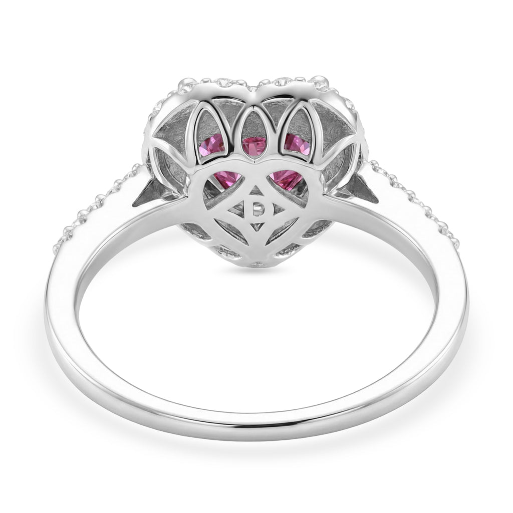 Premium Pink Moissanite Halo Heart Ring in Rhodium Overlay Sterling Silver 2.40 Ct._8428166_4