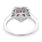 Premium Pink Moissanite Halo Heart Ring in Rhodium Overlay Sterling Silver 2.40 Ct._8428166_4