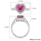 Premium Pink Moissanite Halo Heart Ring in Rhodium Overlay Sterling Silver 2.40 Ct._8428166_5