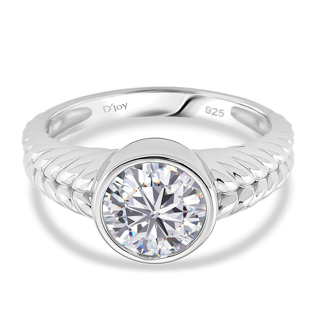 D'Joy Moissanite Solitaire Ring in Rhodium Overlay Sterling Silver  2.00 Ct._8428235