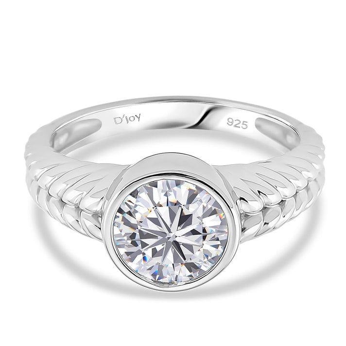 D'Joy Moissanite Solitaire Ring in Rhodium Overlay Sterling Silver 1.91 Ct. V32617184 1