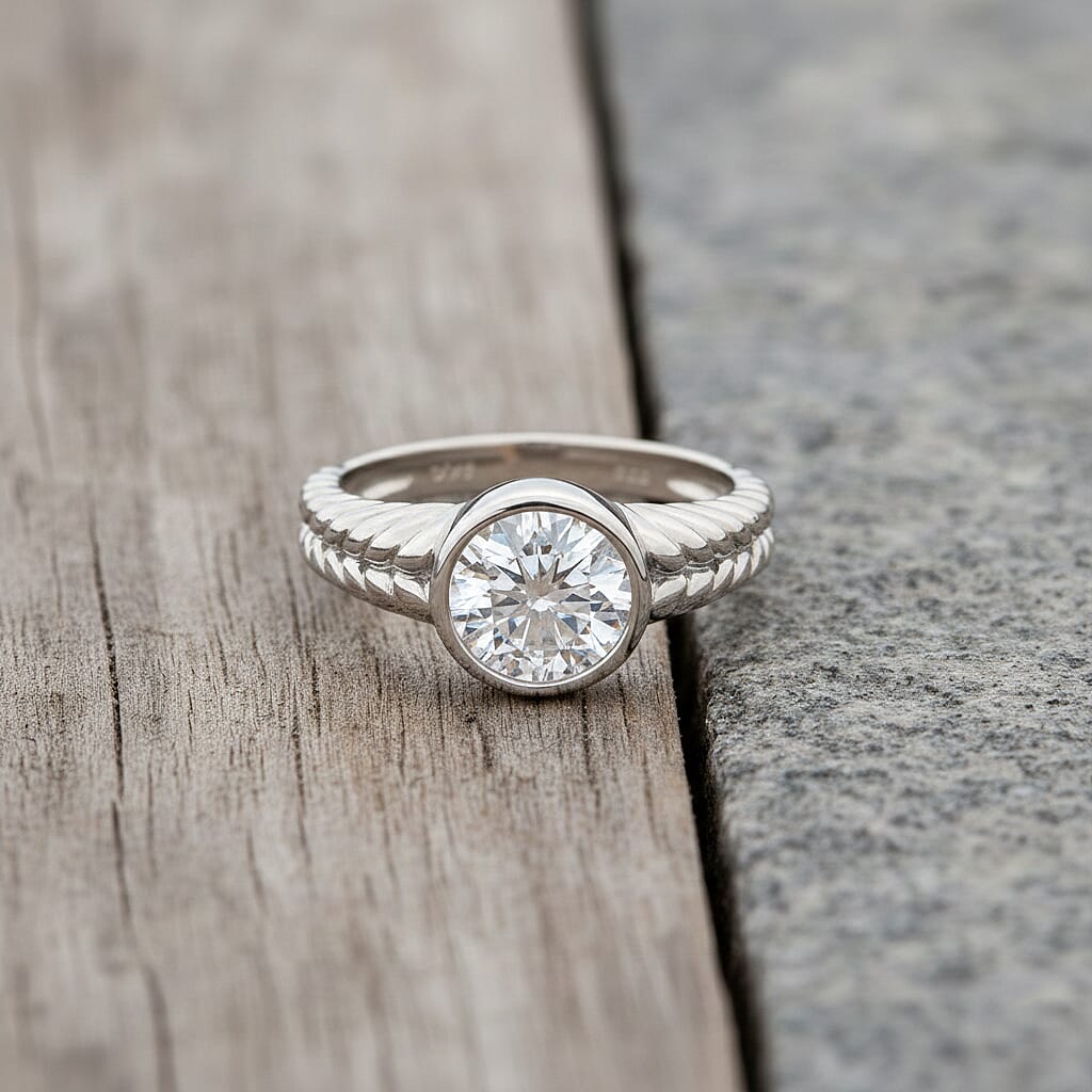 D'Joy Moissanite Solitaire Ring in Rhodium Overlay Sterling Silver 1.91 Ct. V32560923 3