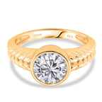 D'Joy Moissanite Solitaire Ring in Yellow Gold Plated Sterling Silver 2.00 Ct._8428243