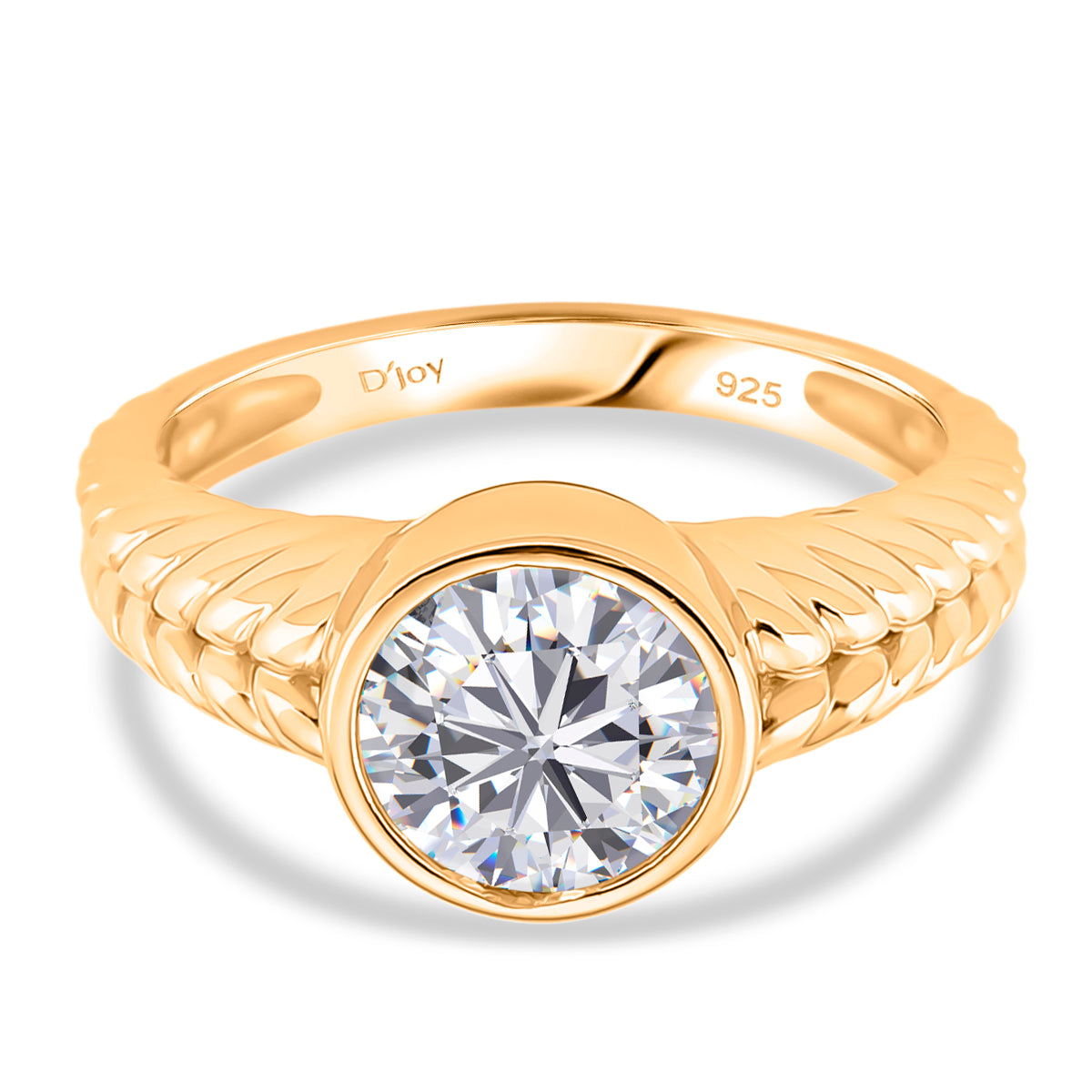D'Joy Moissanite Solitaire Ring in Yellow Gold Plated Sterling Silver 1.91 Ct. V32560982 0