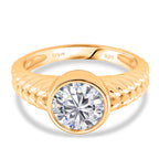 D'Joy Moissanite Solitaire Ring in Yellow Gold Plated Sterling Silver 2.00 Ct._8428283