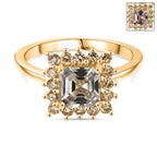 D'Joy AAA Natural Turkizite (Asscher Cut 1.3ct) & Lab Grown Yellow Diamond (SI) Ring in 18K Vermeil Yellow Gold Sterling Silver 1.70 Ct._8428367